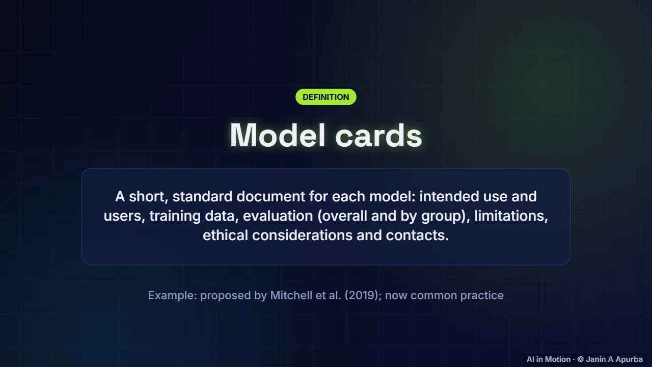 Model cards — A/B Testing and Responsible ML in Production