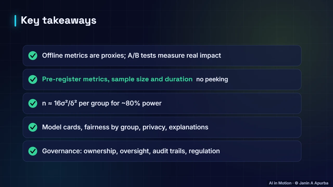 Recap — A/B Testing and Responsible ML in Production