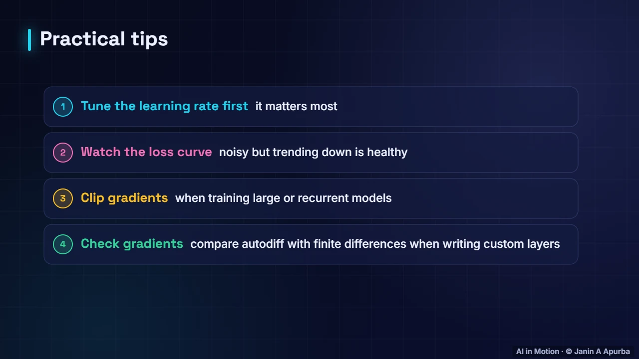 Practical tips — Calculus for Machine Learning: Derivatives, Gradients and the Chain Rule
