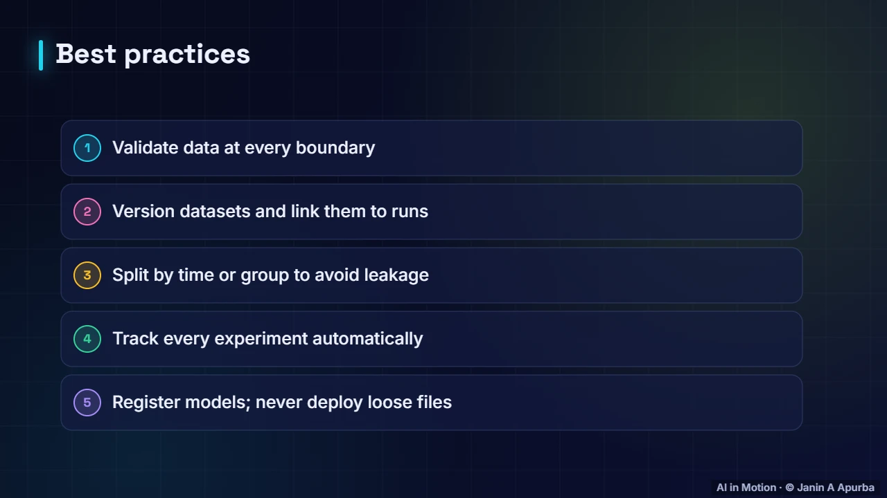 Best practices — Data Pipelines, Versioning and Experiment Tracking