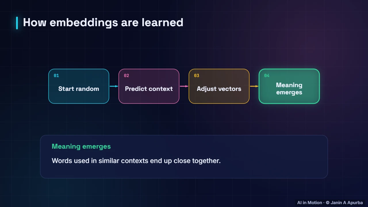 Training — Embeddings: Meaning as Vectors