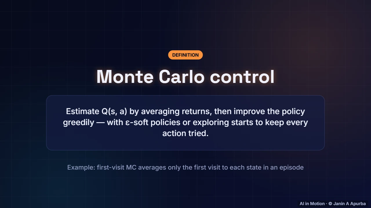 Monte Carlo control — Learning from Experience: Monte Carlo, TD, SARSA and Q-Learning