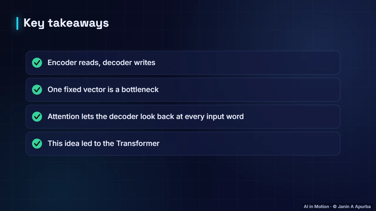 Recap — Sequence-to-Sequence Models and Translation