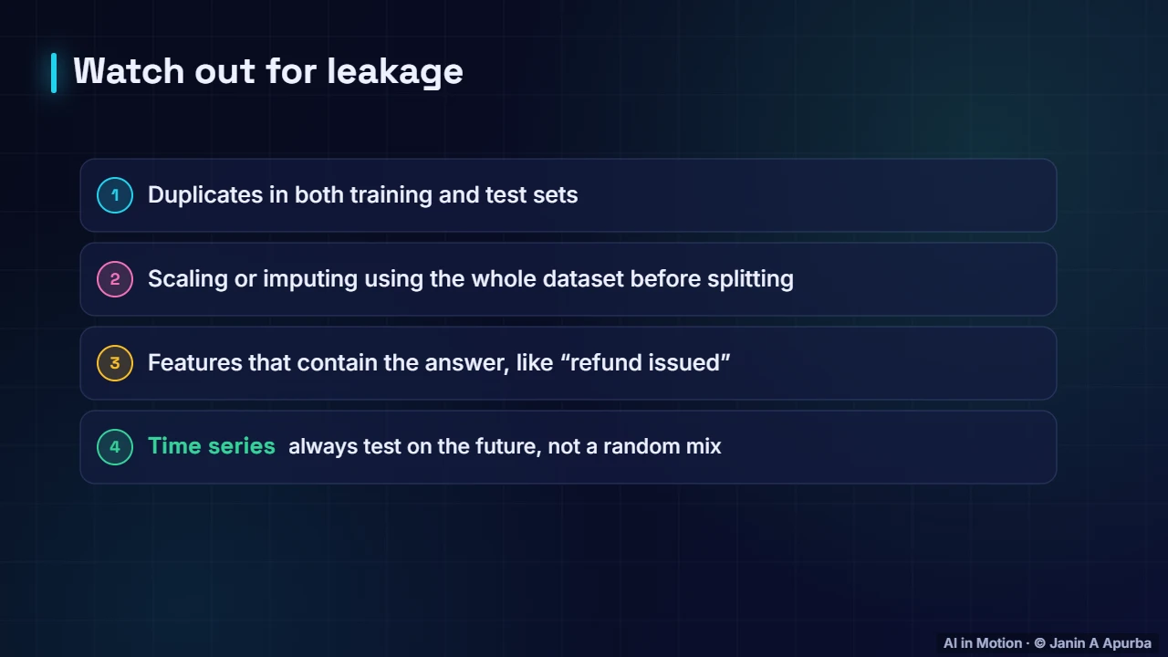 Data leakage — Train/Test Splits and Cross-Validation