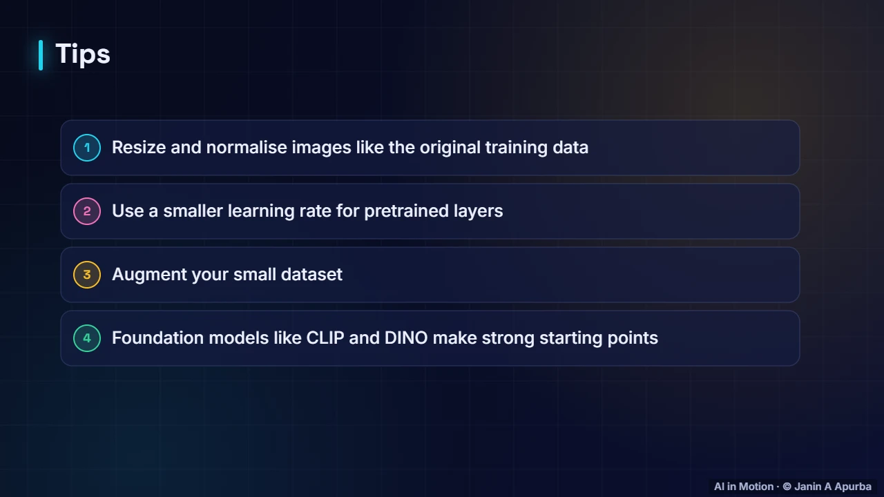 Tips — Transfer Learning for Vision