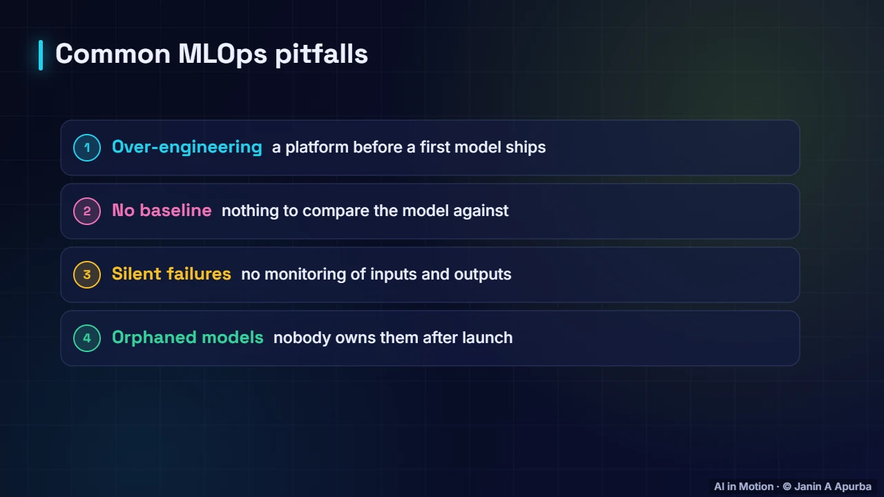 Common pitfalls — What is MLOps? The Machine Learning Lifecycle
